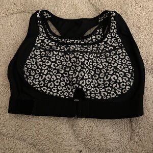 Adam Selman Sport Leopard Print Sports Bra - Black & White